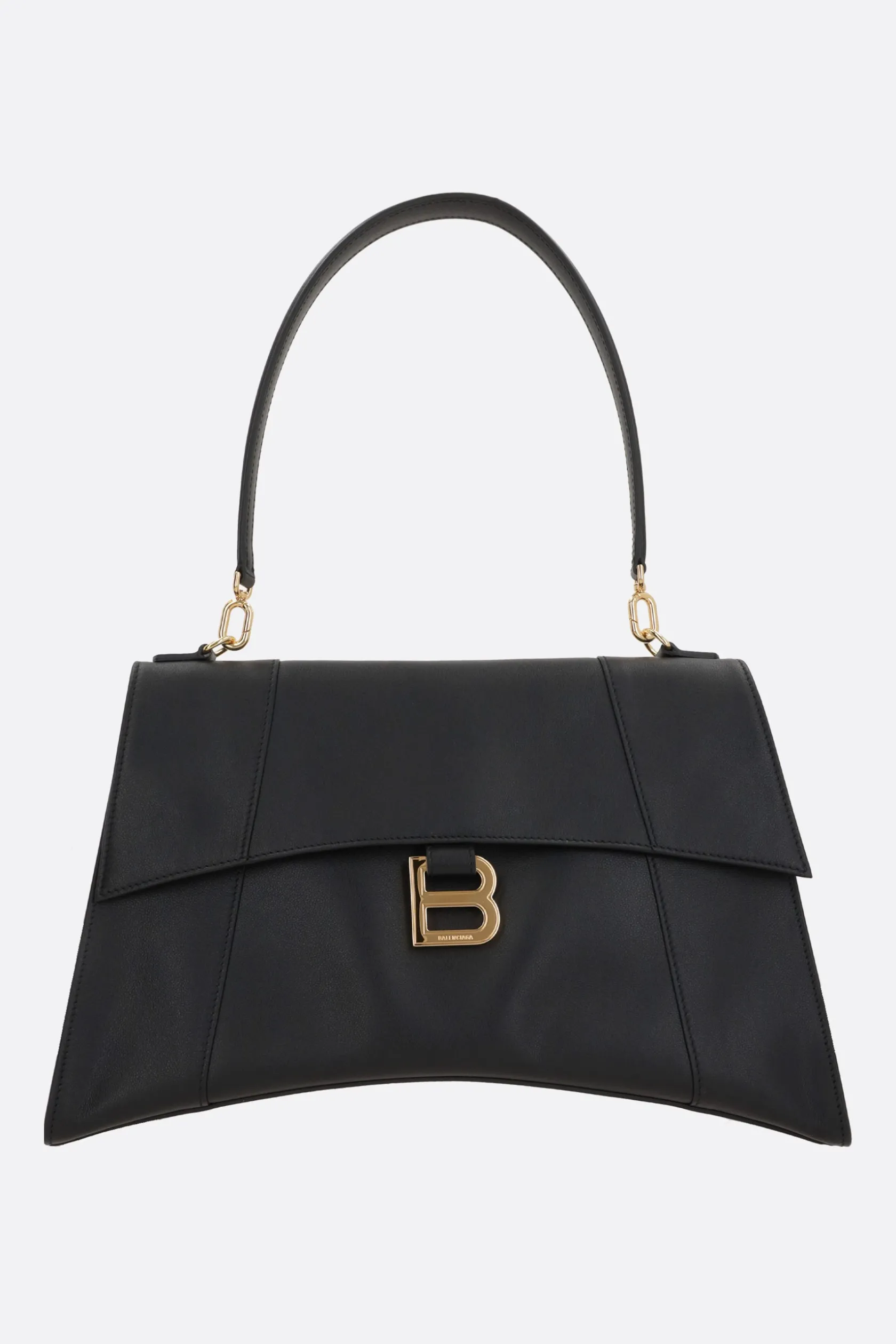 Borse A Mano>BALENCIAGA borsa a mano Hourglass Soft media in pelle liscia Nero