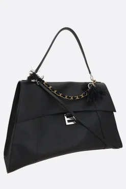 Borse A Mano>BALENCIAGA borsa a mano Hourglass Soft large in pelle liscia Nero
