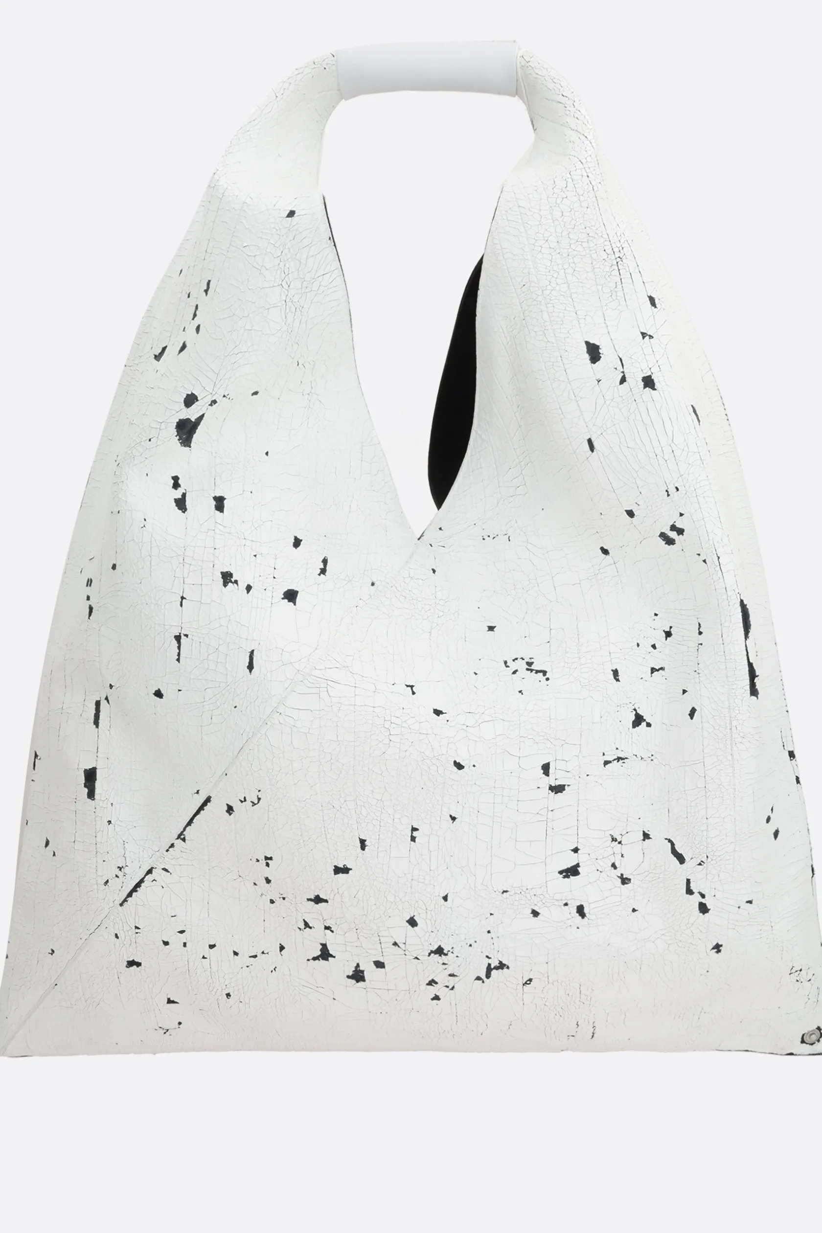 Borse A Mano>MM6 borsa a mano Japanese Classic media in pelle martellata Bianco
