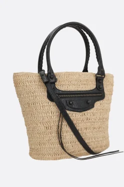 Borse A Mano>BALENCIAGA borsa a mano Le City small in rafia Neutro
