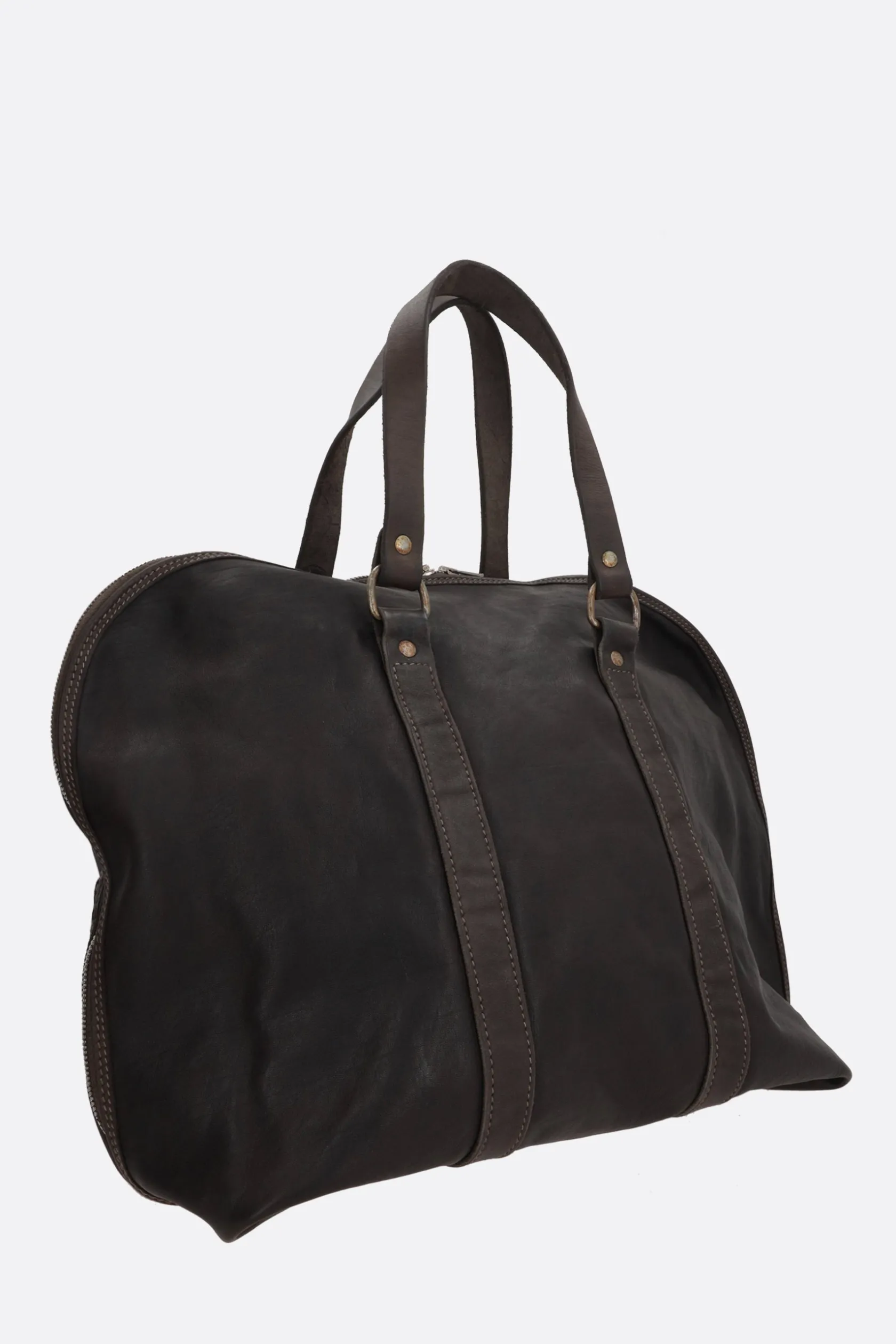 Borse A Mano>GUIDI borsa a mano media in pelle martellata Marrone