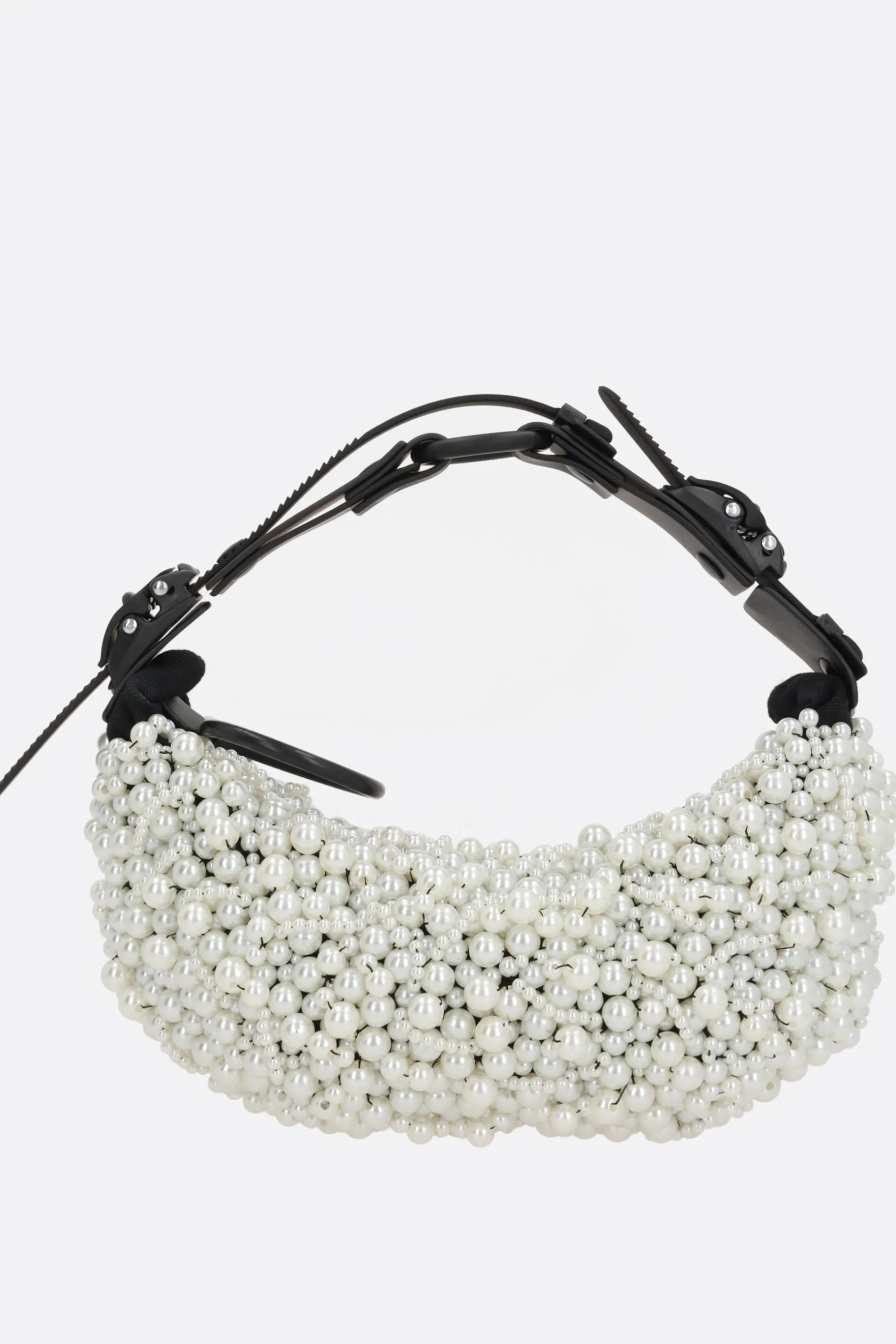 Borse A Mano>INNERRAUM borsa a mano Micro Half Moon con perle Bianco