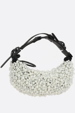 Borse A Mano>INNERRAUM borsa a mano Micro Half Moon con perle Bianco