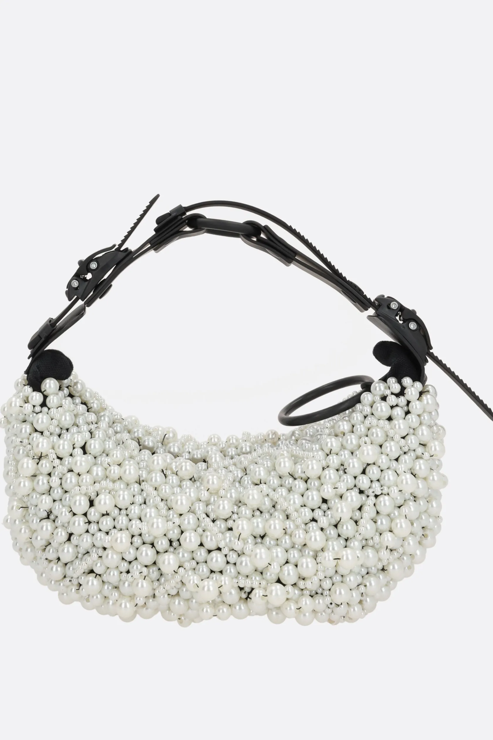 Borse A Mano>INNERRAUM borsa a mano Micro Half Moon con perle Bianco