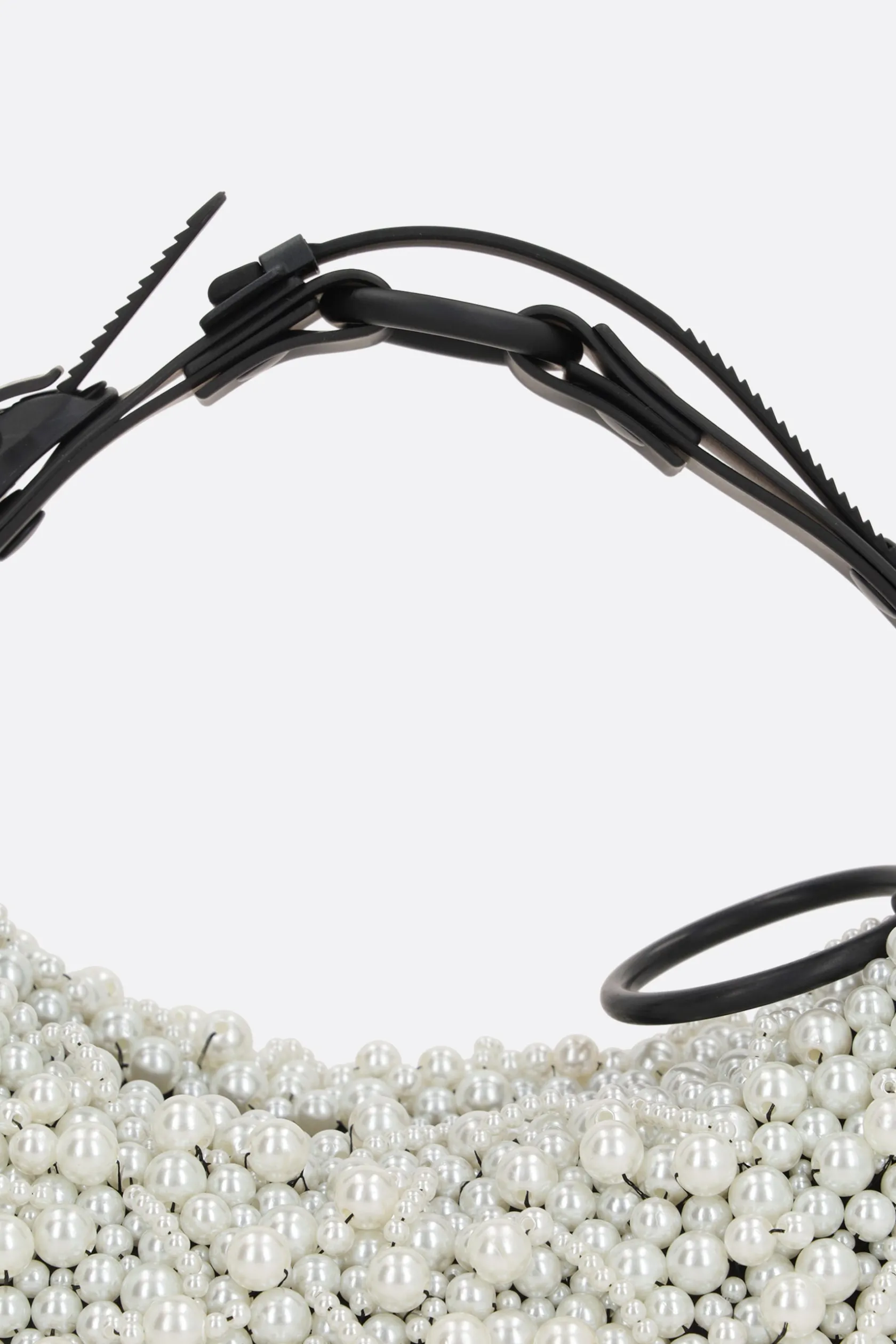 Borse A Mano>INNERRAUM borsa a mano Micro Half Moon con perle Bianco