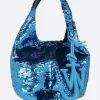 Borse A Mano>JW ANDERSON borsa a mano mini in jersey con paillettes Blu