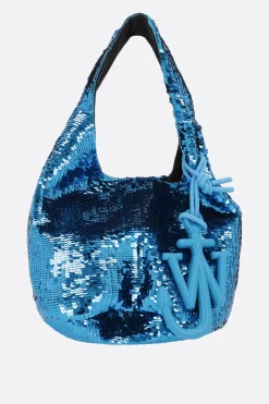 Borse A Mano>JW ANDERSON borsa a mano mini in jersey con paillettes Blu