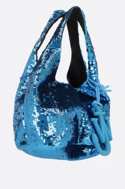Borse A Mano>JW ANDERSON borsa a mano mini in jersey con paillettes Blu