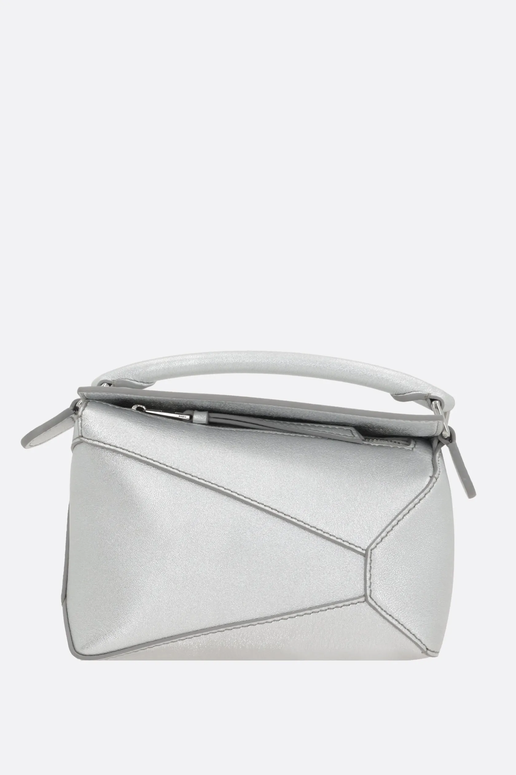 Borse A Mano>LOEWE borsa a mano Puzzle mini in nappa laminata Argento