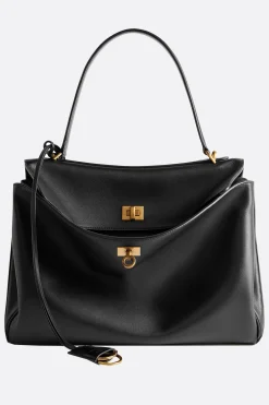 Borse A Mano>BALENCIAGA borsa a mano Rodeo large in pelle liscia Nero