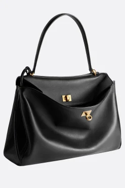 Borse A Mano>BALENCIAGA borsa a mano Rodeo large in pelle liscia Nero