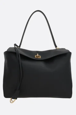 Borse A Mano>BALENCIAGA borsa a mano Rodeo media in pelle martellata Nero
