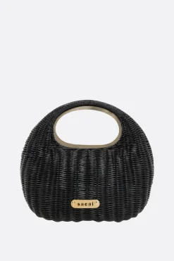 Borse A Mano>SACAI borsa a mano Round in rattan Nero
