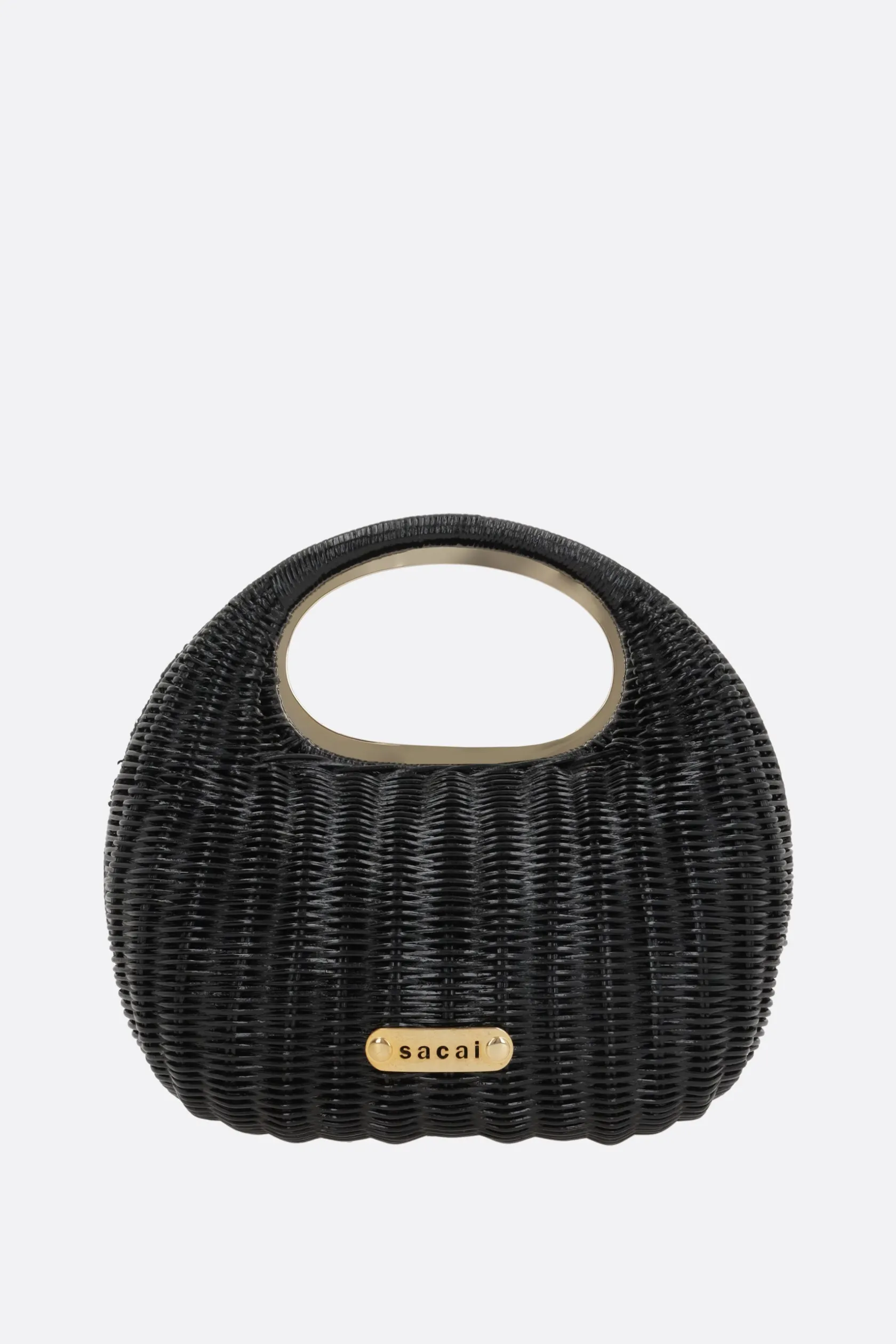 Borse A Mano>SACAI borsa a mano Round in rattan Nero