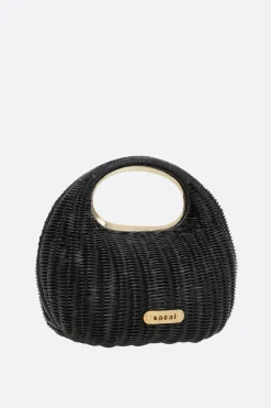Borse A Mano>SACAI borsa a mano Round in rattan Nero