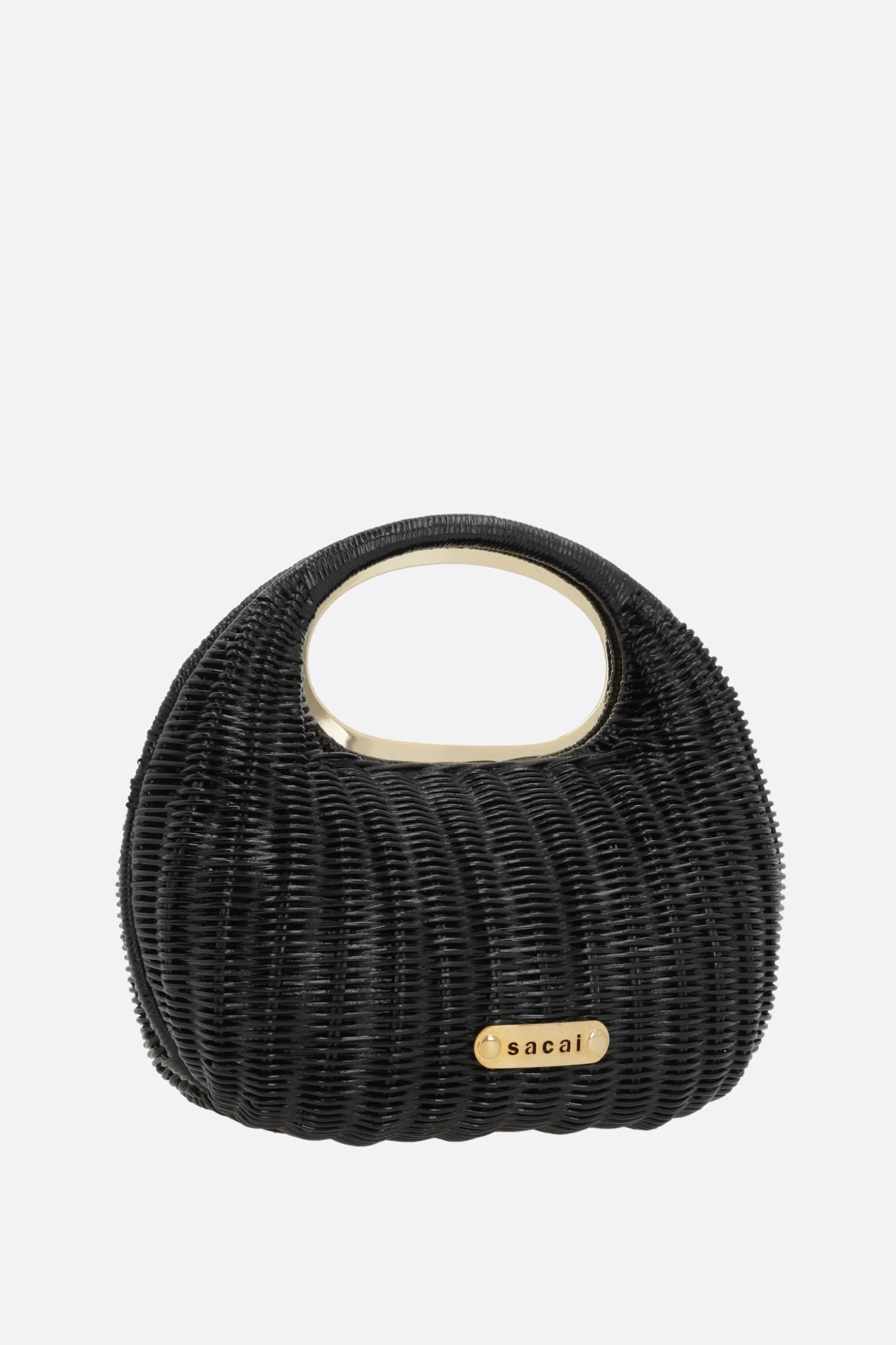 Borse A Mano>SACAI borsa a mano Round in rattan Nero