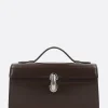 Borse A Mano>SAVETTE borsa a mano Symmetry Pochette in pelle spazzolata Marrone