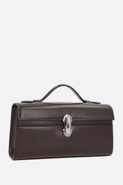 Borse A Mano>SAVETTE borsa a mano Symmetry Pochette in pelle spazzolata Marrone