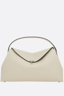 Borse A Mano>TOTEME borsa a mano T-Lock in pelle martellata Bianco