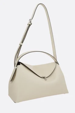 Borse A Mano>TOTEME borsa a mano T-Lock in pelle martellata Bianco
