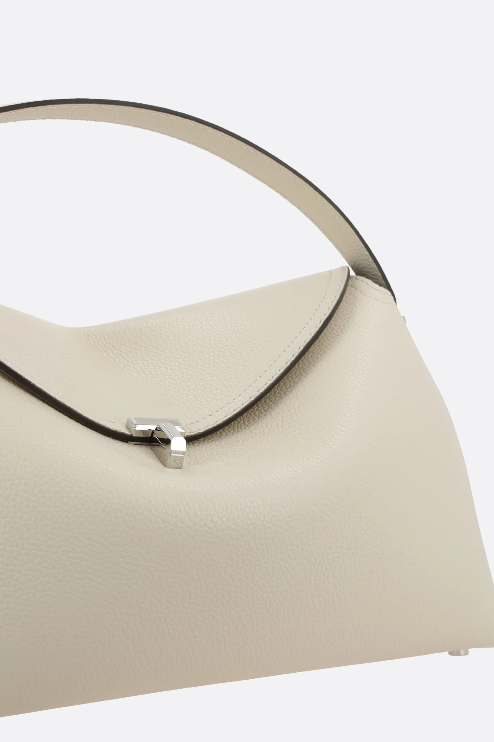 Borse A Mano>TOTEME borsa a mano T-Lock in pelle martellata Bianco
