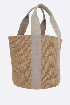 Borse A Mano>CHLOÉ borsa a mano Woody large in carta equo-solidale Neutro