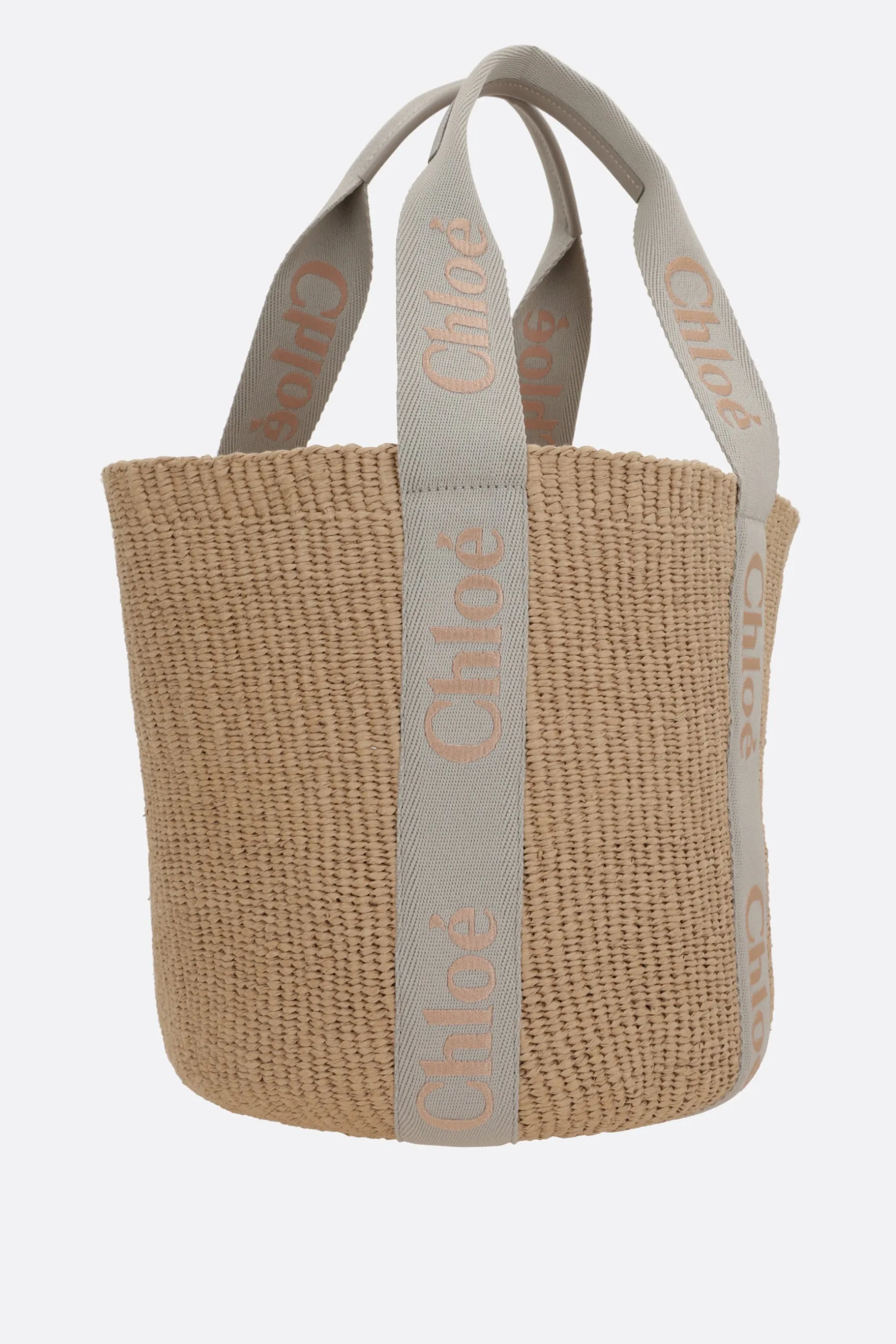 Borse A Mano>CHLOÉ borsa a mano Woody large in carta equo-solidale Neutro
