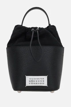 Borse A Mano>MAISON MARGIELA borsa a secchiello 5AC small in pelle martellata Nero