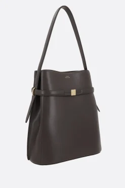 Borse A Mano>TOTEME borsa a secchiello Belted in pelle texturizzata Marrone