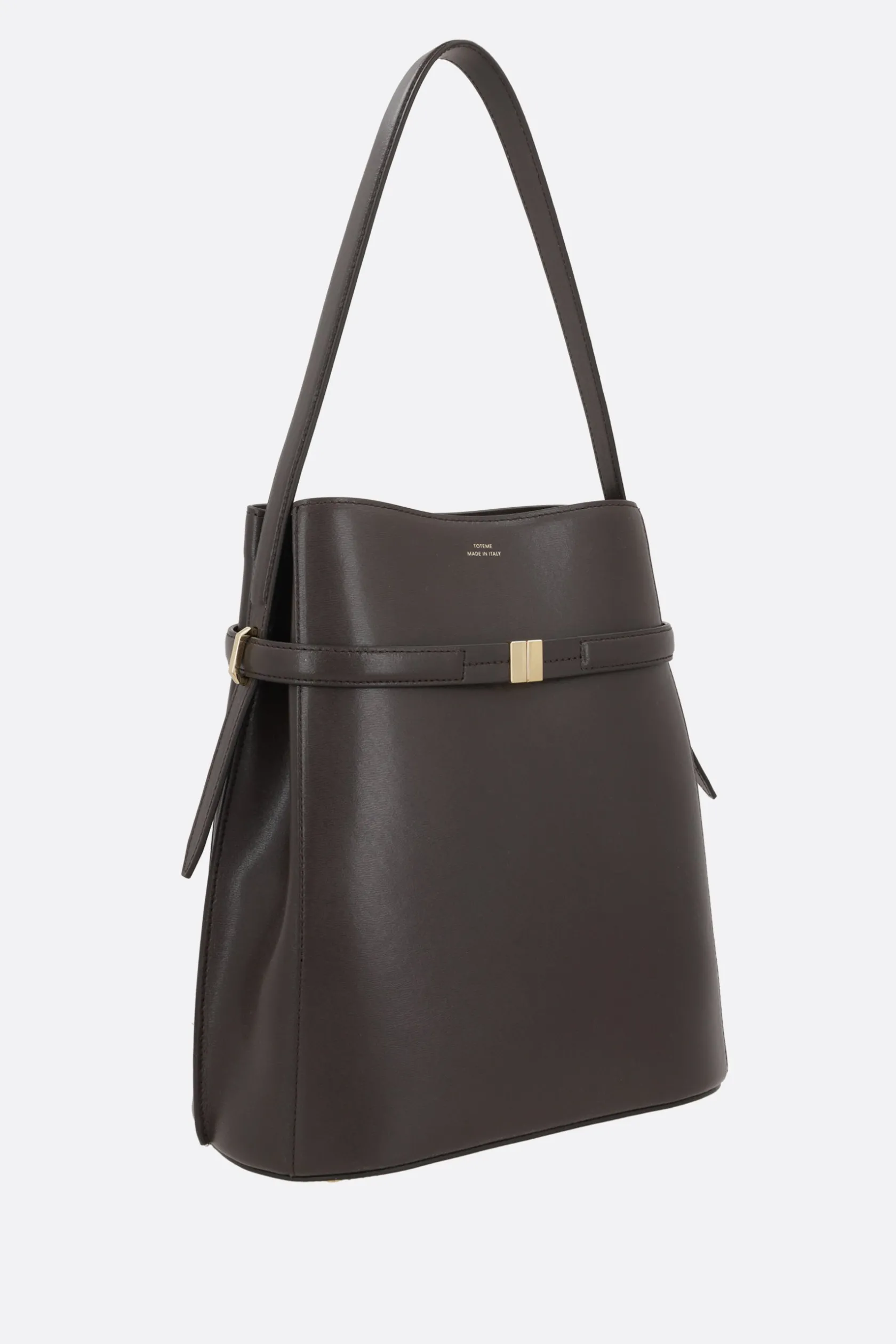 Borse A Mano>TOTEME borsa a secchiello Belted in pelle texturizzata Marrone