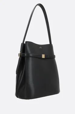 Borse A Mano>TOTEME borsa a secchiello Belted in pelle texturizzata Nero