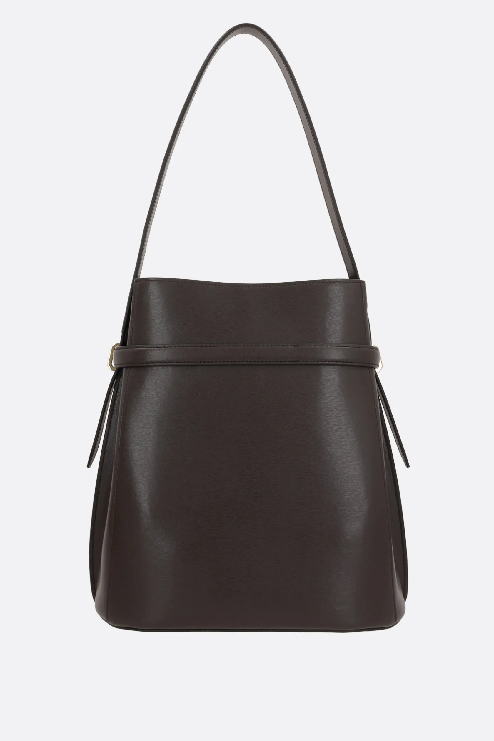 Borse A Mano>TOTEME borsa a secchiello Belted in pelle texturizzata Marrone