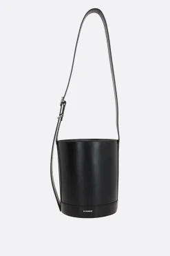 Borse A Tracolla>JIL SANDER borsa a secchiello Cannolo in pelle liscia Nero