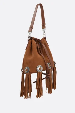 Borse A Mano>HTC LOS ANGELES borsa a secchiello Janis in suede Marrone