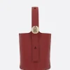 Borse A Mano>LOEWE borsa a secchiello Pebble mini in pelle liscia Rosso