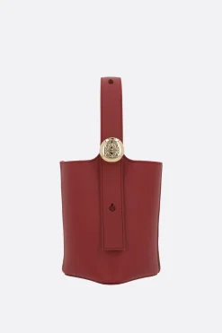 Borse A Mano>LOEWE borsa a secchiello Pebble mini in pelle liscia Rosso