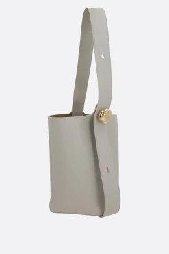 Borse A Tracolla>LOEWE borsa a secchiello Pebble media in pelle liscia Grigio