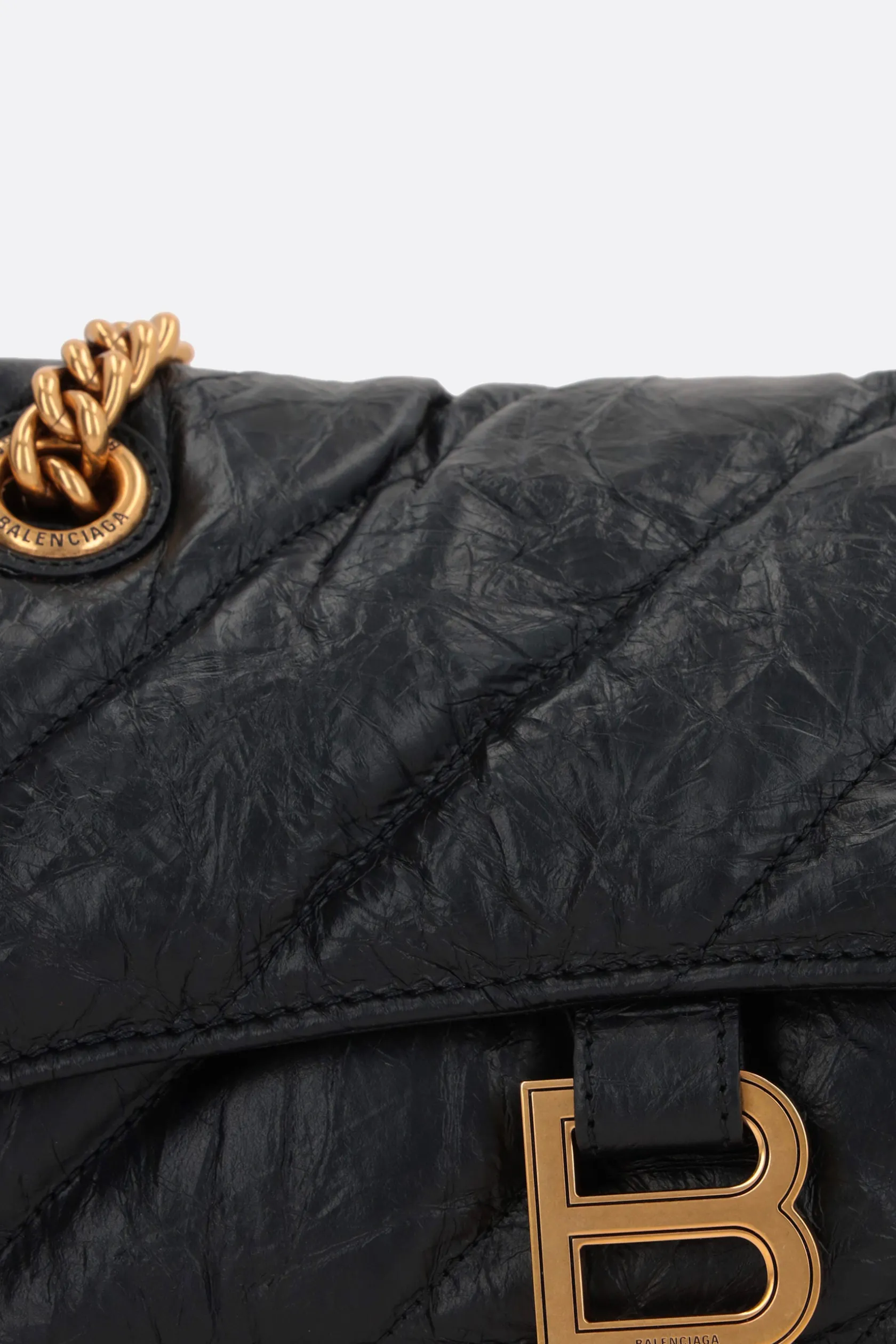 Borse A Tracolla>BALENCIAGA borsa a spalla Crush small in pelle matelassé Nero