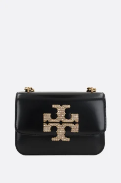 Borse A Tracolla>TORY BURCH borsa a spalla Eleanor Pavé small in pelle spazzolata Nero