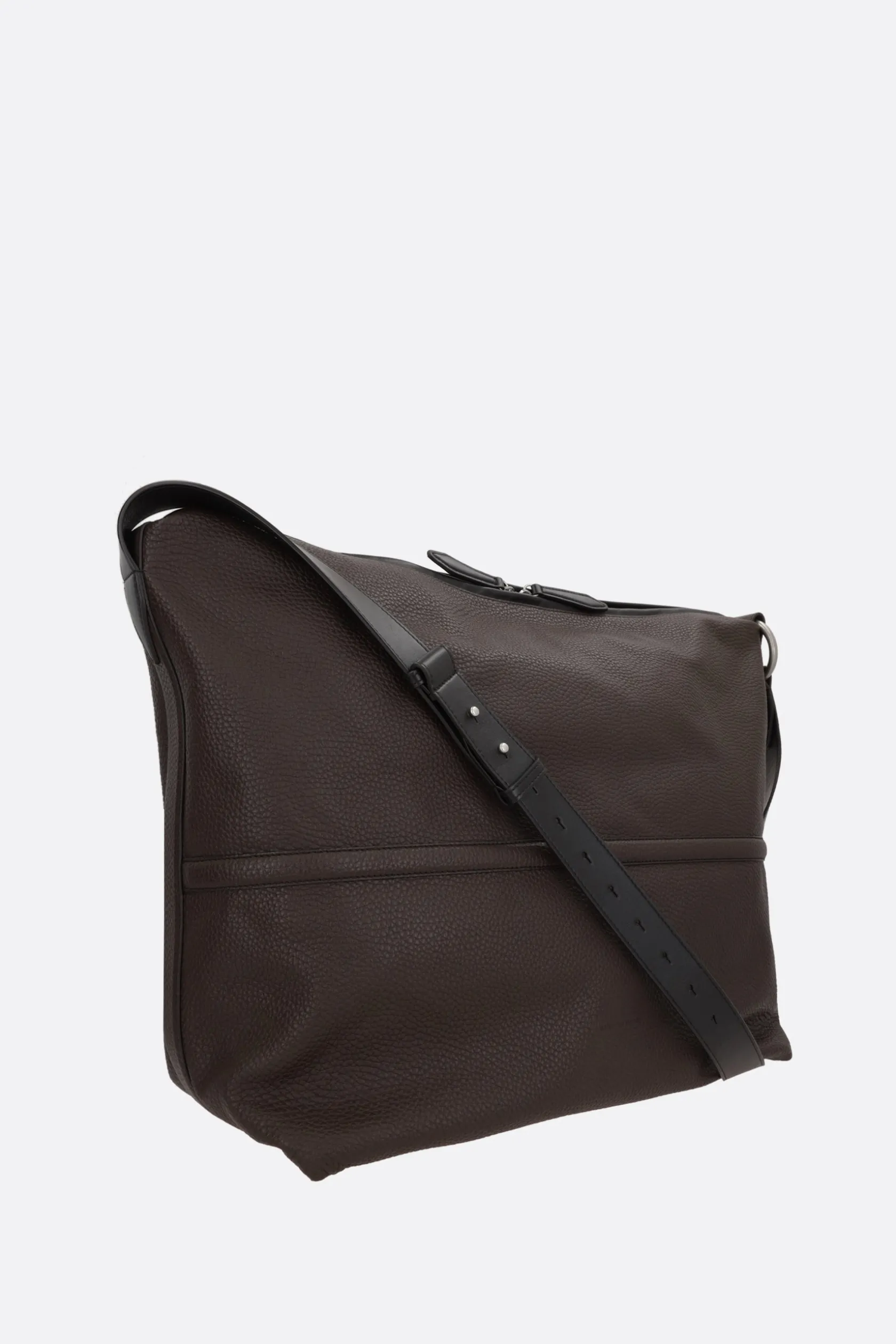 Borse A Tracolla>DRIES VAN NOTEN borsa a spalla Holdall in pelle martellata Marrone