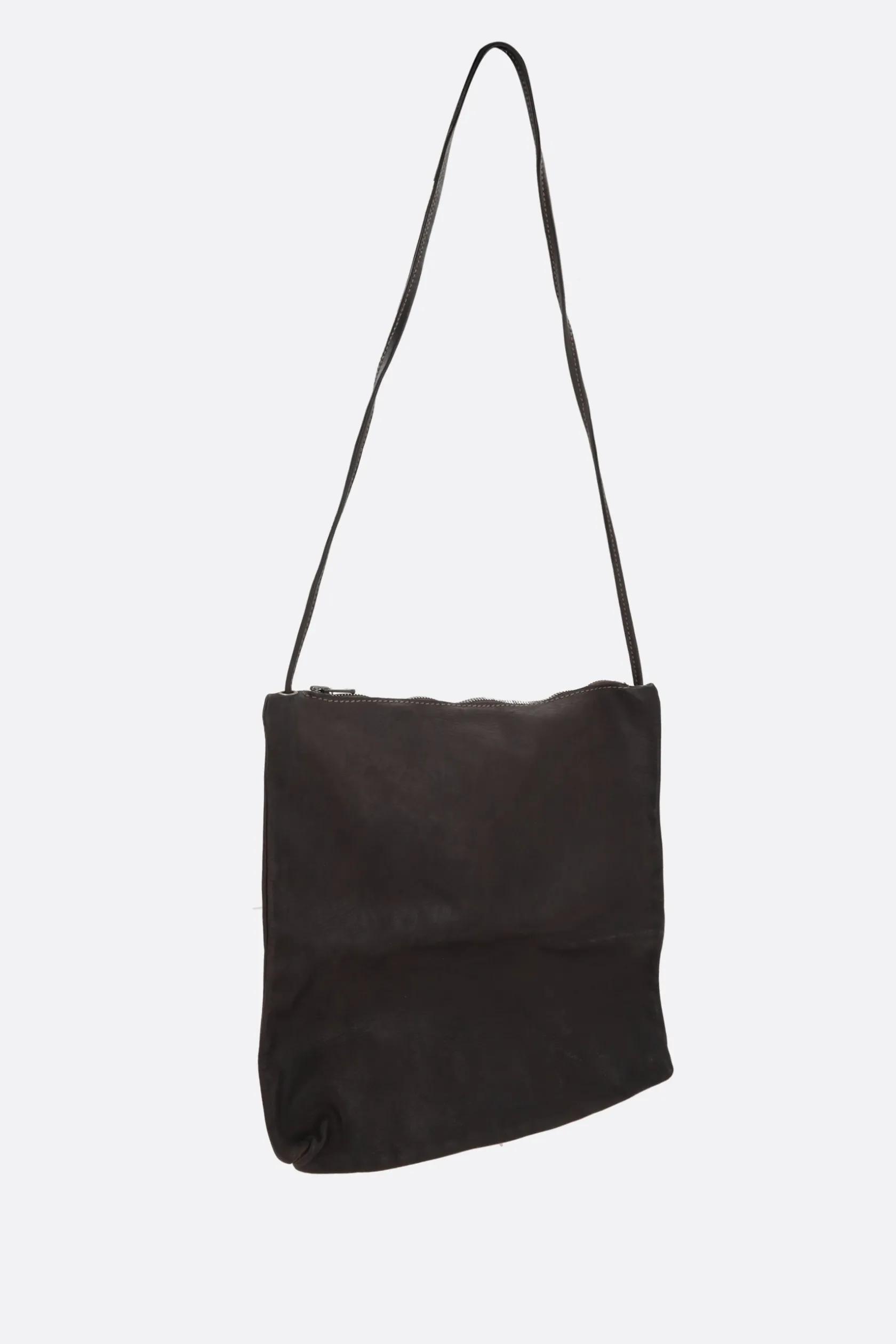 Borse A Tracolla>GUIDI borsa a spalla in pelle martellata Marrone