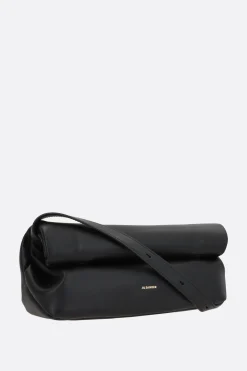 Borse A Tracolla>JIL SANDER borsa a spalla Rollup small in pelle liscia Nero