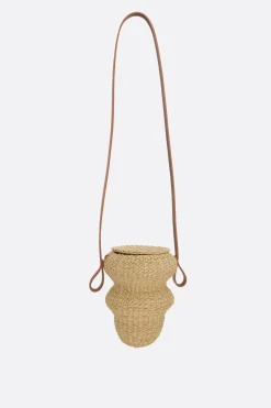 Borse A Tracolla>INES BRESSAND borsa a spalla Wave mini in fibra naturale Marrone