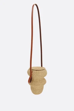 Borse A Tracolla>INES BRESSAND borsa a spalla Wave mini in fibra naturale Marrone