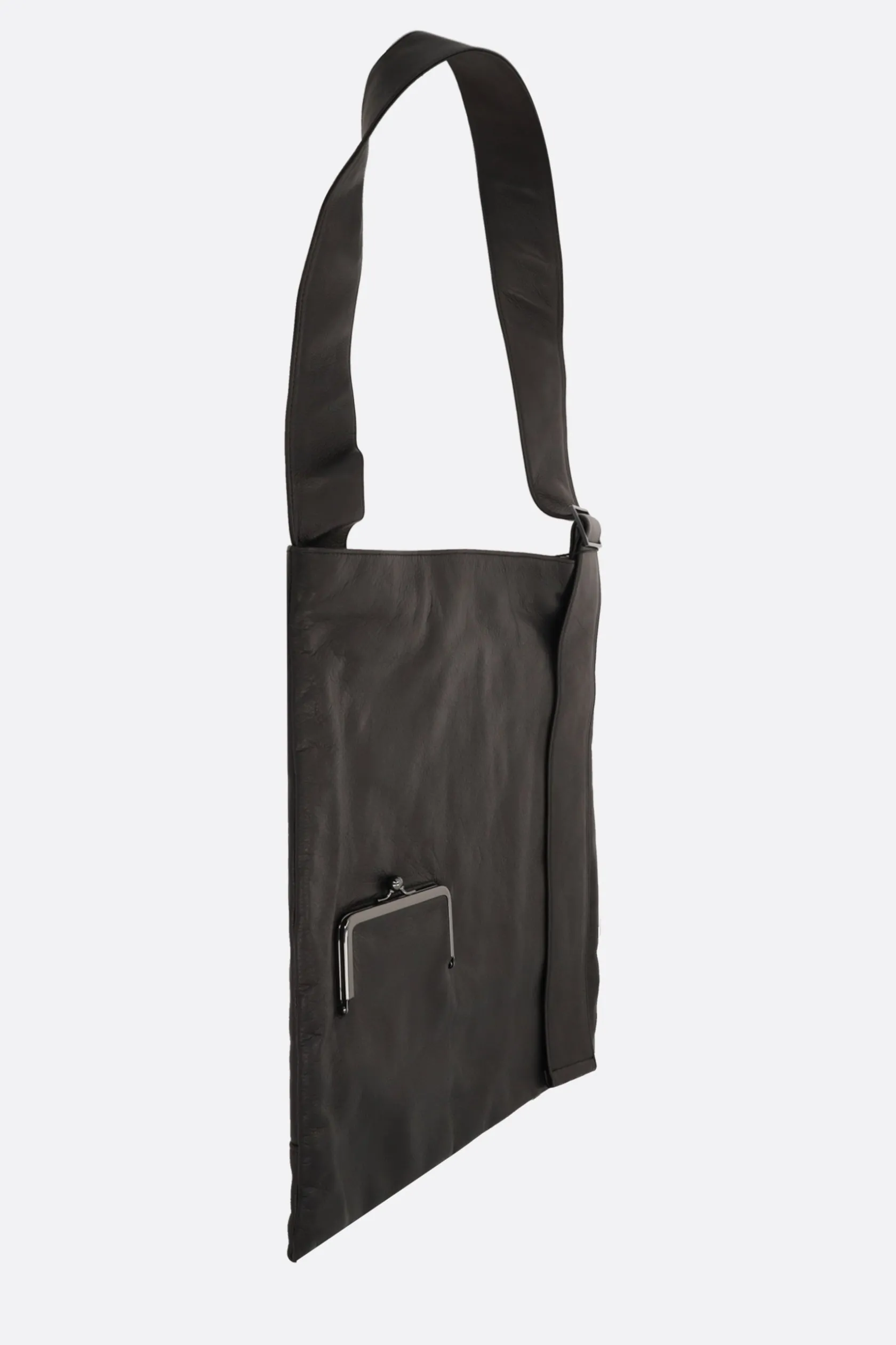 Borse A Tracolla>DISCORD YOHJI YAMAMOTO borsa a tracolla Clasp in pelle martellata Nero
