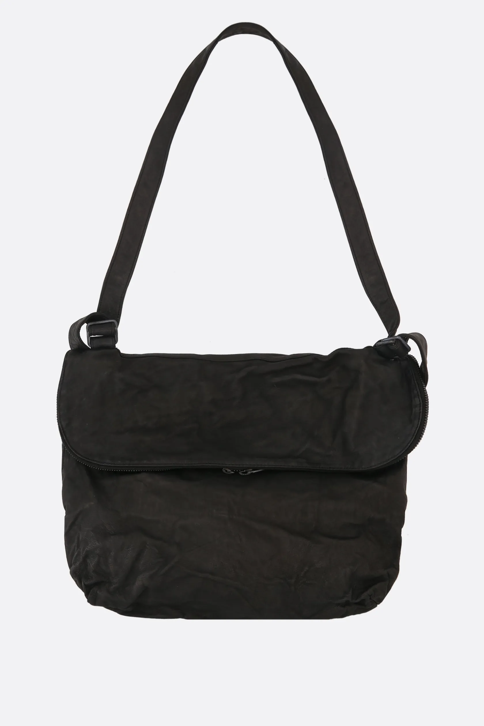 Borse A Tracolla>YOHJI YAMAMOTO borsa a tracolla in pelle martellata Nero