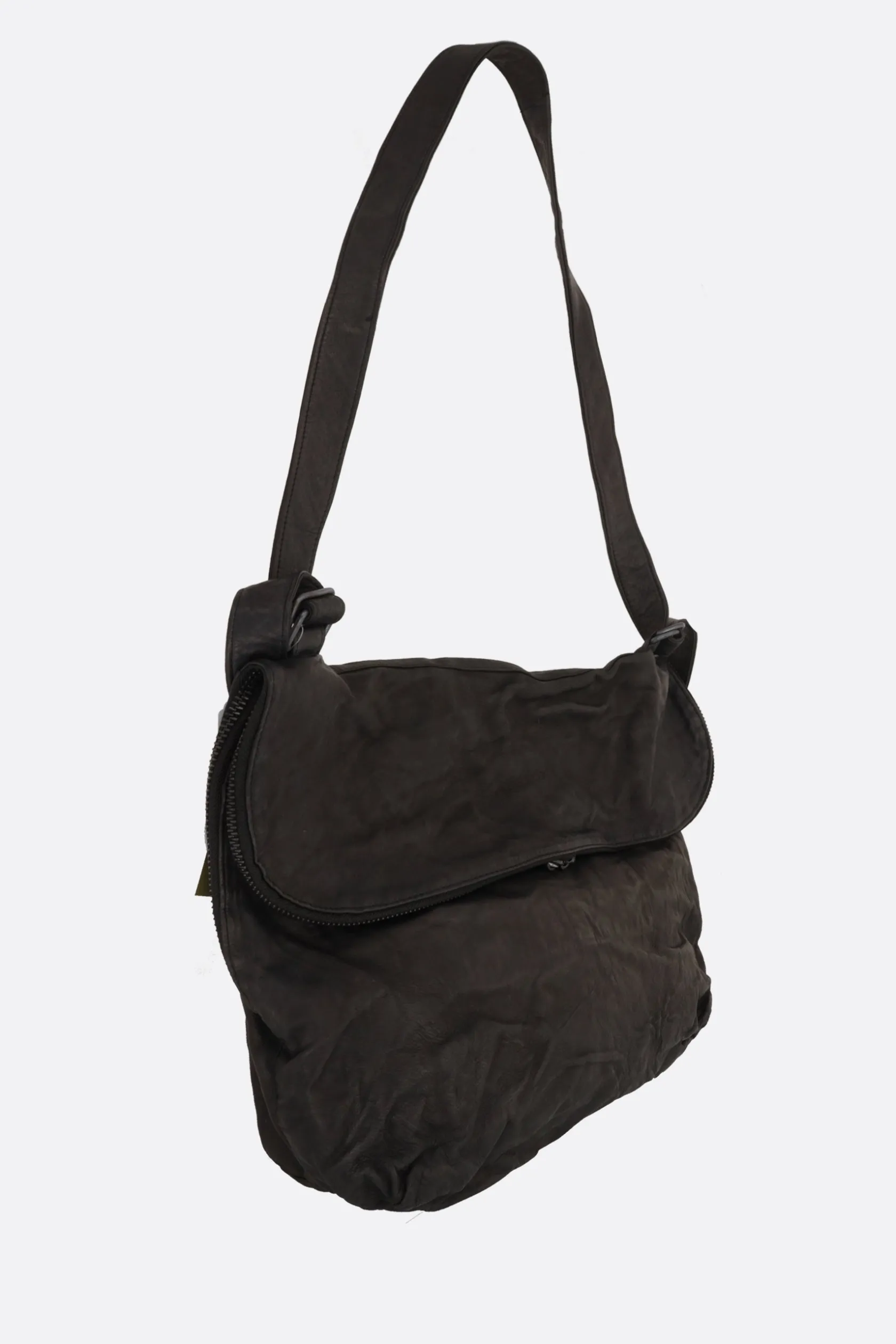 Borse A Tracolla>YOHJI YAMAMOTO borsa a tracolla in pelle martellata Nero