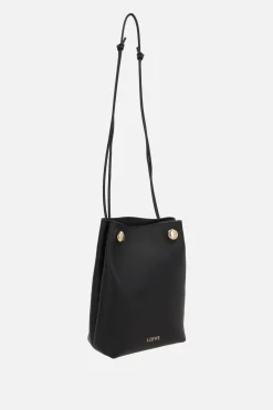 Borse A Tracolla>LOEWE borsa a tracolla Pebble in pelle liscia Nero