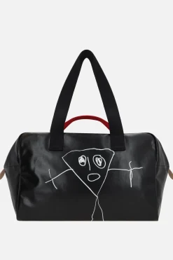 Borse A Mano>PLAN C borsa da viaggio Pili e Bianca in canvas resinato Nero