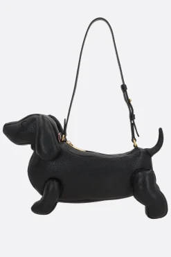 Borse A Tracolla>THOM BROWNE borsa Hector Baguette in pelle Pebble Grain Nero